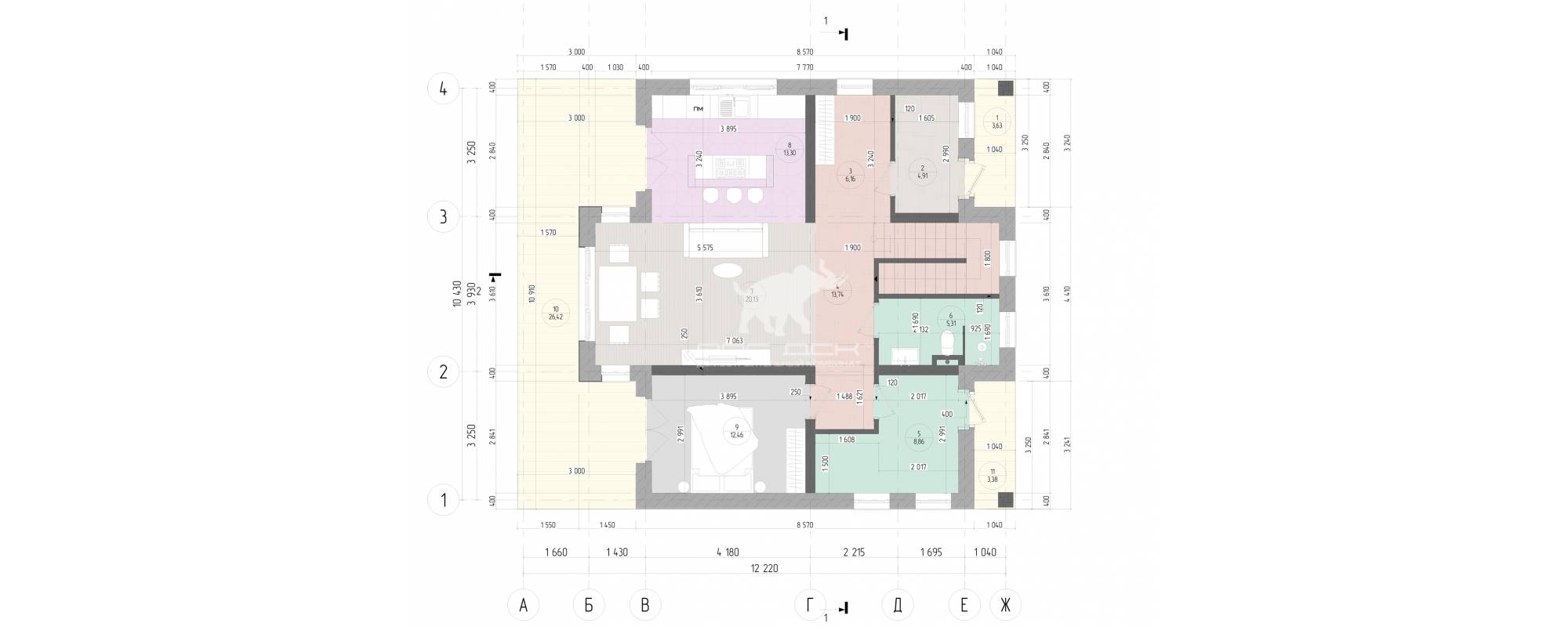 Проект дома из газобетонных и керамических блоков Pavlovo Residence 200.  Европейский стиль, 2 спальни и 1 санузел - бесплатное внесение изменений в  проект